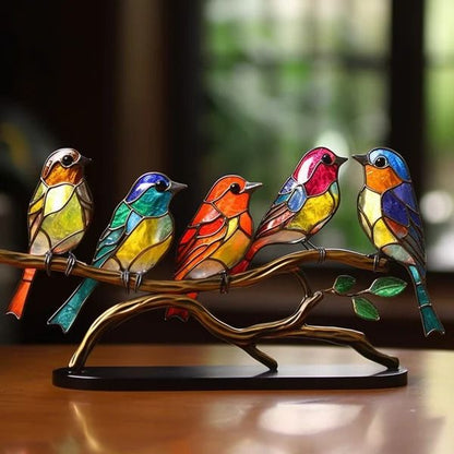 🌈Stained Glass Birds on Branch Desktop Ornaments🕊️