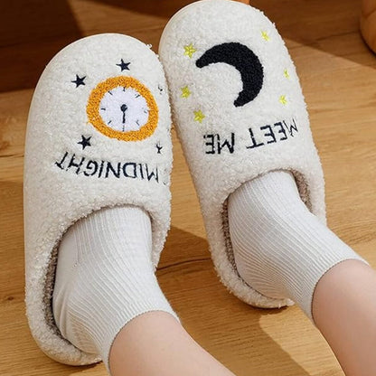 Cartoon Print Plush Slippers