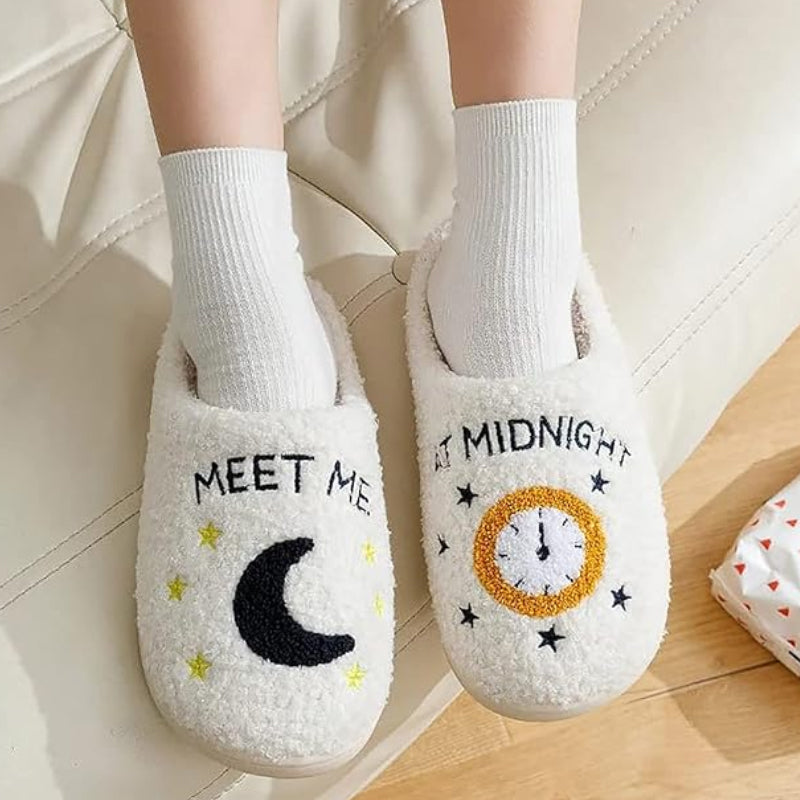 Cartoon Print Plush Slippers