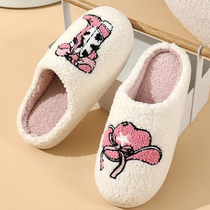 Cartoon Print Plush Slippers