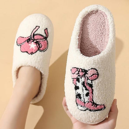 Cartoon Print Plush Slippers