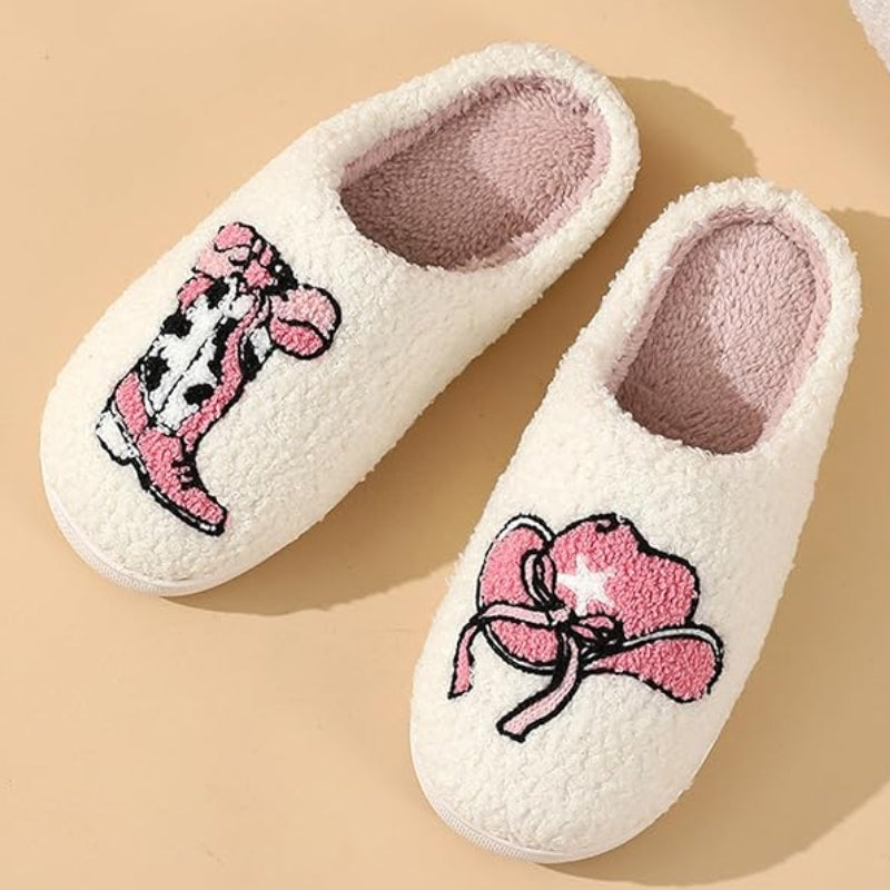 Cartoon Print Plush Slippers