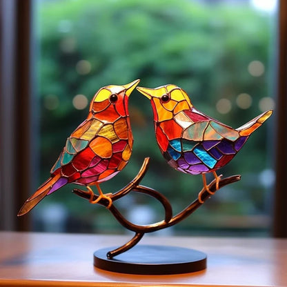 🌈Stained Glass Birds on Branch Desktop Ornaments🕊️