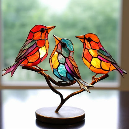 🌈Stained Glass Birds on Branch Desktop Ornaments🕊️