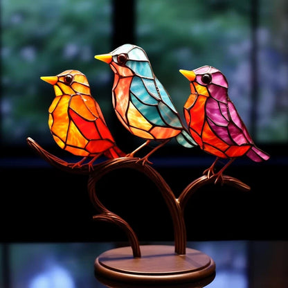 🌈Stained Glass Birds on Branch Desktop Ornaments🕊️