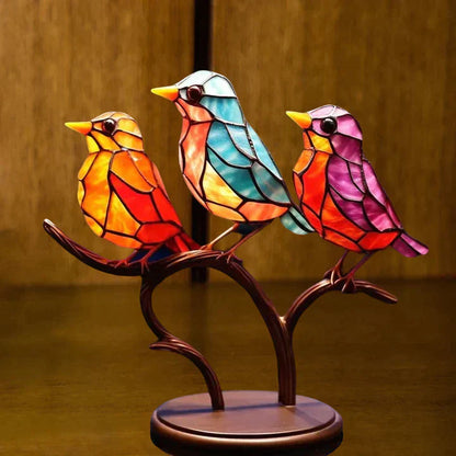 🌈Stained Glass Birds on Branch Desktop Ornaments🕊️