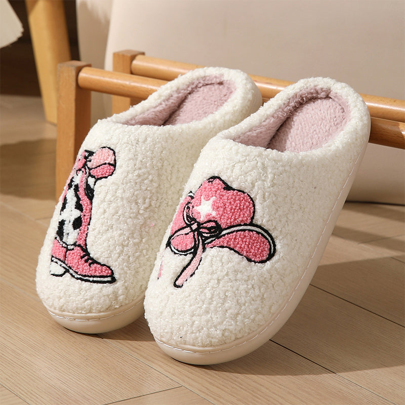 Cartoon Print Plush Slippers