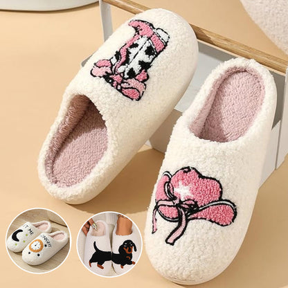 Cartoon Print Plush Slippers