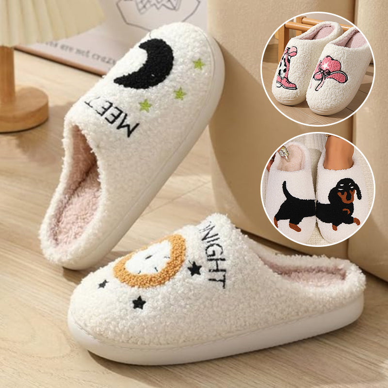 Cartoon Print Plush Slippers